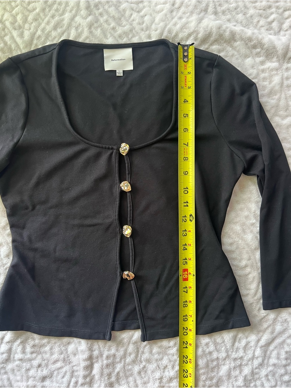 Reformation Black Owen Knit Top Size L - Picture 5 of 9